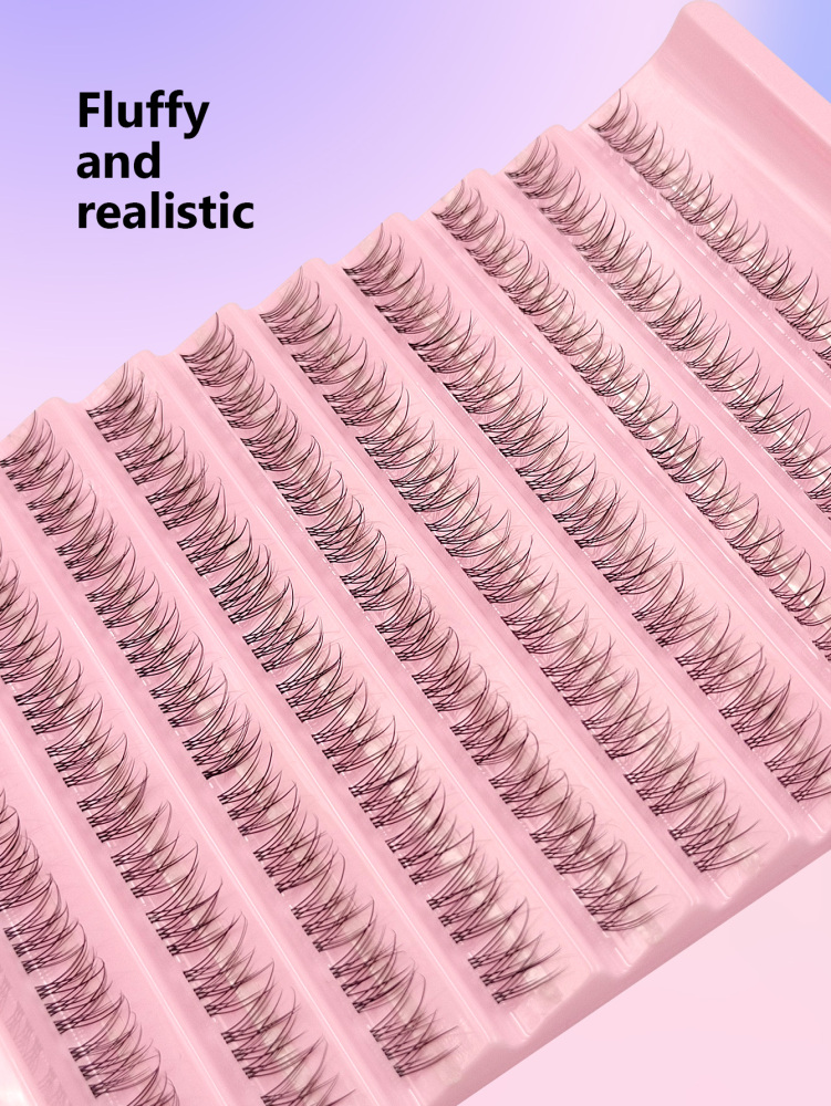 120pcs D Curling Transparent Stems Single Lash Clusters, Natural DIY Individual Lashes, Slender Cross Eyelash Fishtail Design Soft and Lightweight very Suitable for Daily or Commuting Makeup