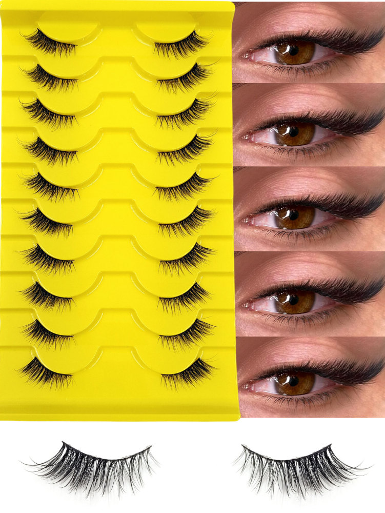 10 Pairs Half Eye Lashes Fluffy Lightweight And Soft Natural Look False Eyelashes ,3D Faux Mink Lashes Makeup Extension Fake Lashes,For Used Daily Makeup Extensions Reusable
