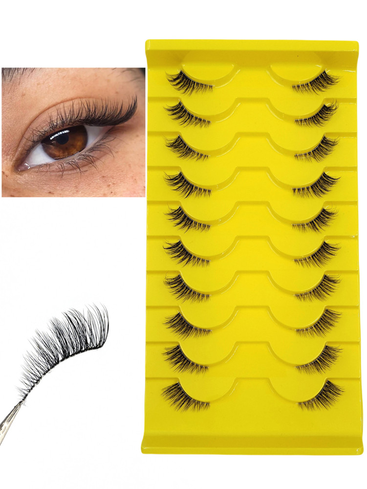 10 Pairs Half Eye Lashes Natural Soft Cat Eye False Eyelashes Wispy And Soft 3D Faux Mink Lashes Makeup Extension Fake Lashes