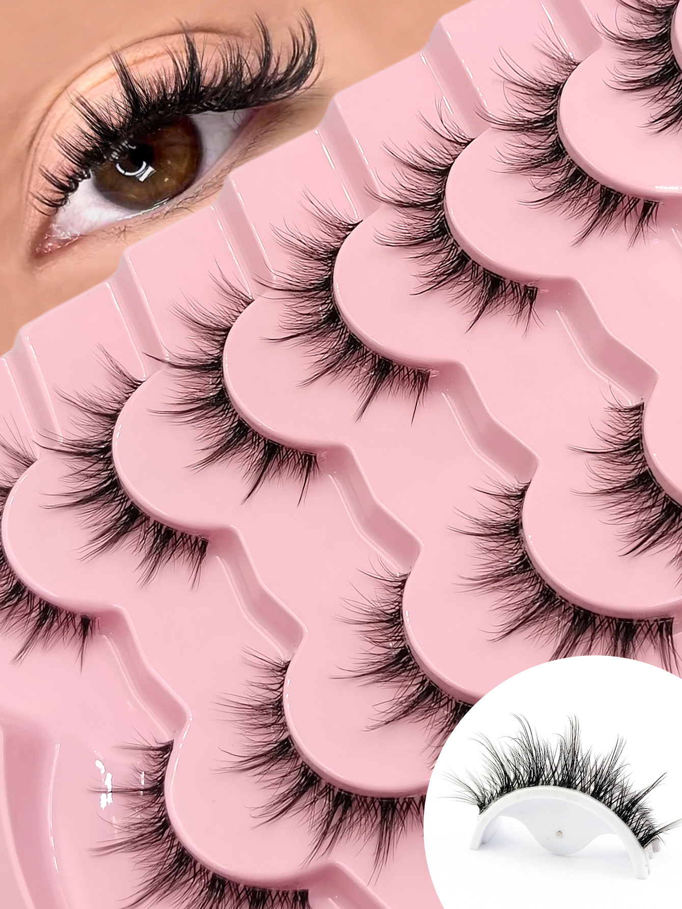 7 Pairs Natural Look Lashes,Fluffy Wispy And Soft False Lashes Reusable,Makeup Extensions Fake Lashes For Beginners-Friendly