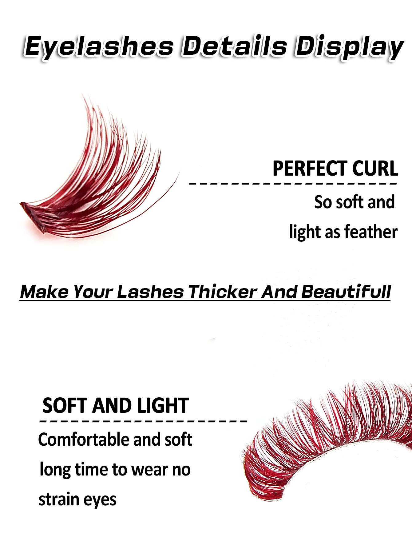 Asiteo 126pcs/Pack Thick 80D D Curl Wine Red Individual Lashes, Natural Fluffy Eyelash Extension, 14 mm, Suitable For Beginners DIY Self-Adhesive Lightweight Comfortable Makeup Tool, Essential For Home & Travel