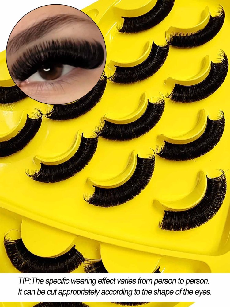 9 pairs Fluffy Thick Russian Strip Lashes - D Curl Faux Mink Lashes Pack for Long-Lasting, Natural-Looking Eyelashes