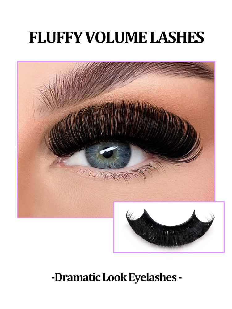 7 Pairs D Curl Lashes Thick Volume And Curly False Eyelashes,Fluffy Look Russian Strip Fake Lashes Comfortable to wear, For Used Daily Makeup Extension Reusable