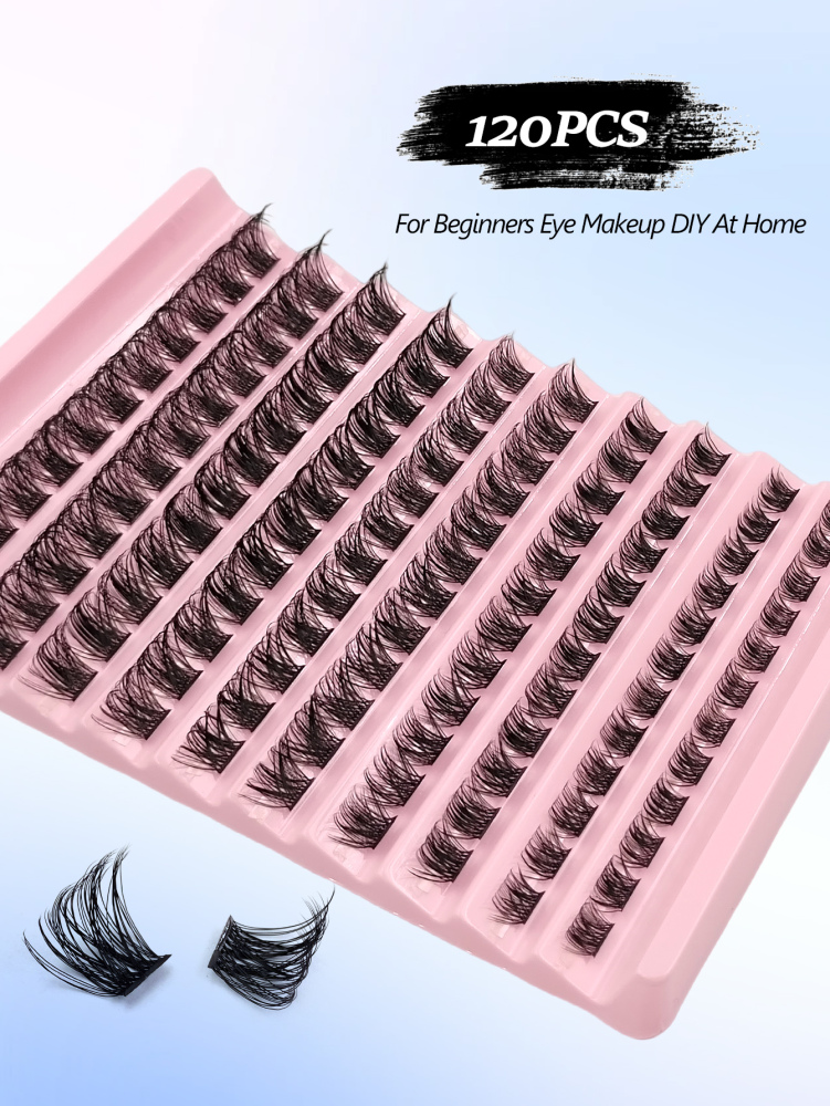 120pcs Individual Lashes,D Curl Natural Look False Eyelashes,Soft Fluffy And Wispy Faux Mink Lashes,Makeup Extensions Lashes DIY At Home