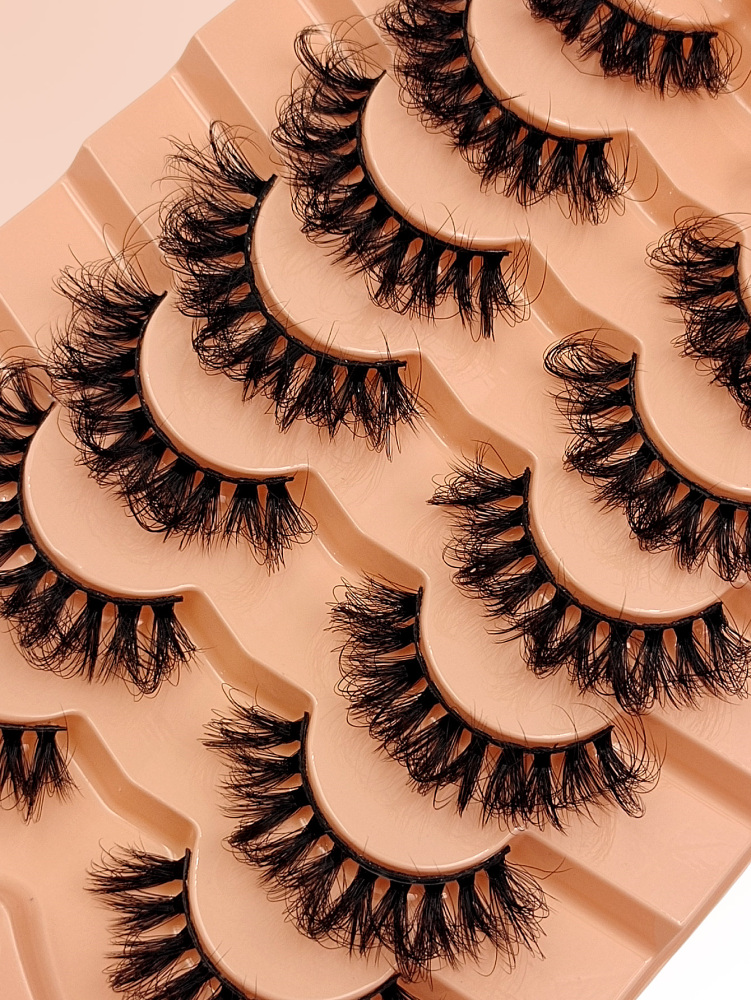 Asiteo 7 Pairs D Curl Luxurious Fluffy Volume Dramatic Messy Faux Mink False Lashes Reusable，Soft，Comfortable