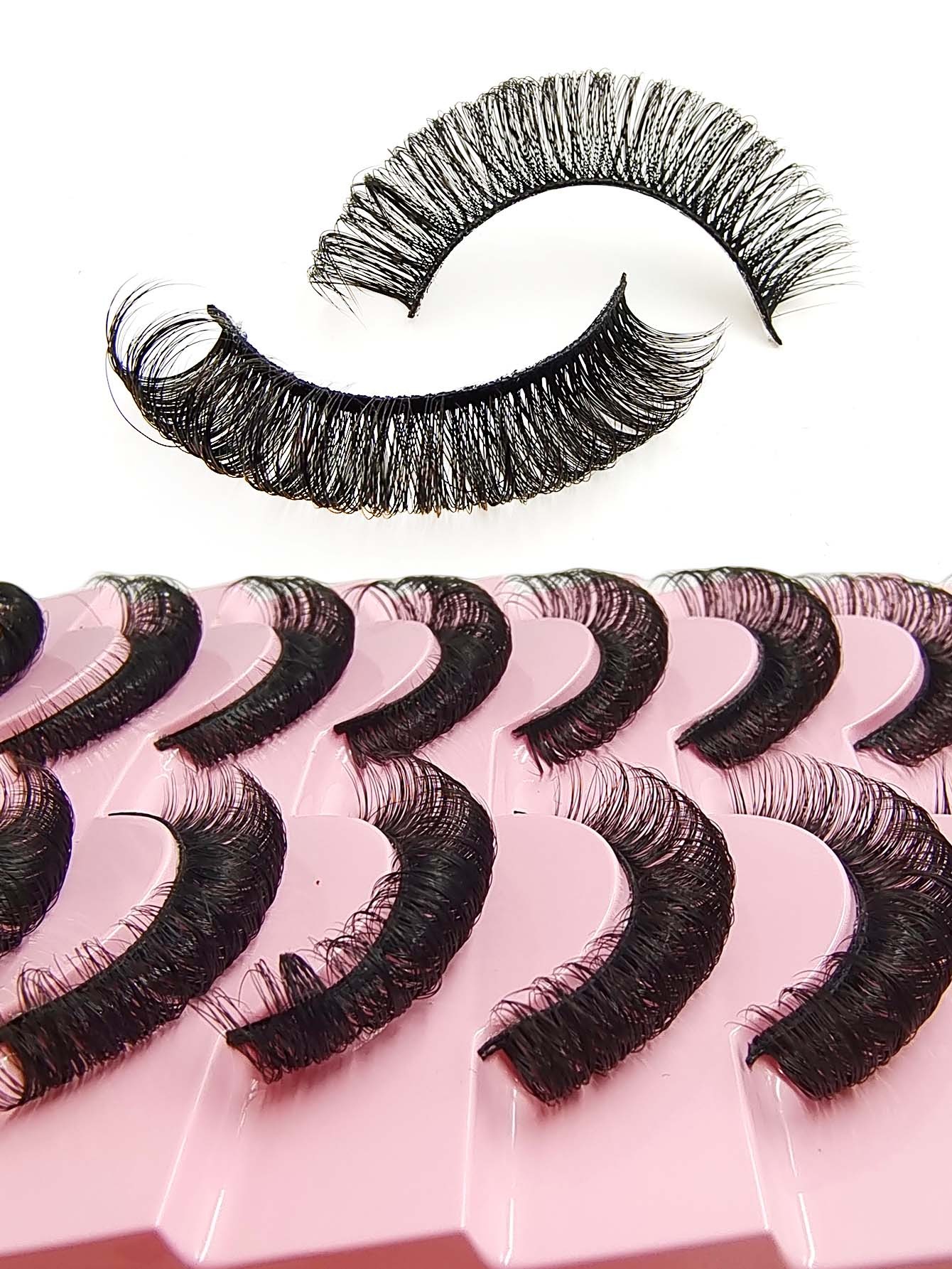10 pairs Fluffy Wispy Russian Strip Lashes - DD Curl Faux Mink Lashes Pack for Long-Lasting, Natural-Looking Eyelashes