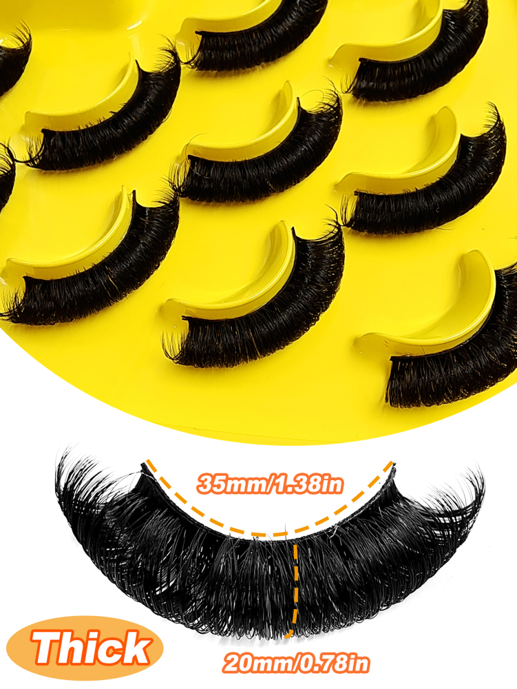 9 pairs Fluffy Thick Russian Strip Lashes - D Curl Faux Mink Lashes Pack for Long-Lasting, Natural-Looking Eyelashes