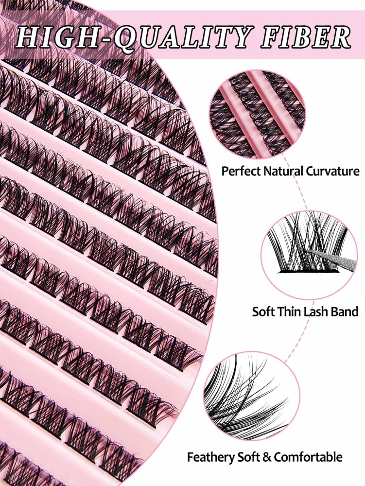 110 Pcs Lash Clusters , DIY Individual Lashes Natural Look Wispy Eyelashes Extension 8-16mm D Curling Fluffy Reusable False Eyelashes DIY At Home