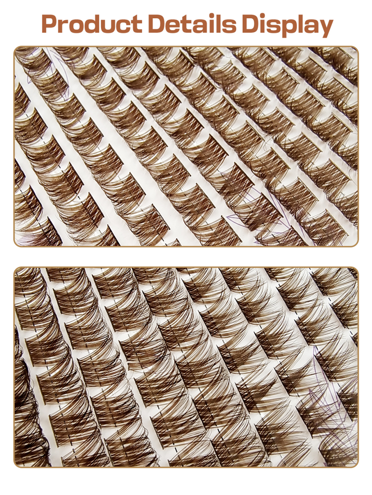 Asiteo 140 pcs Brown D Curl False Eyelashes Cluster Brown Eyelashes Cluster Mixed Length 8-16mm Can DIY Curl Thick Imitation Mink False Eyelashes