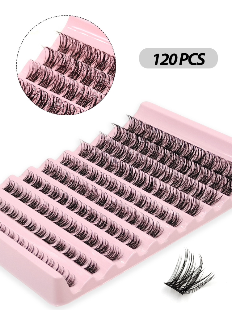 Individual Lashes 120pcs D Curl Mixed Length 8-16mm Fluffy And Wispy Natural Eyelash Extensions DIY Eyelash Reusable