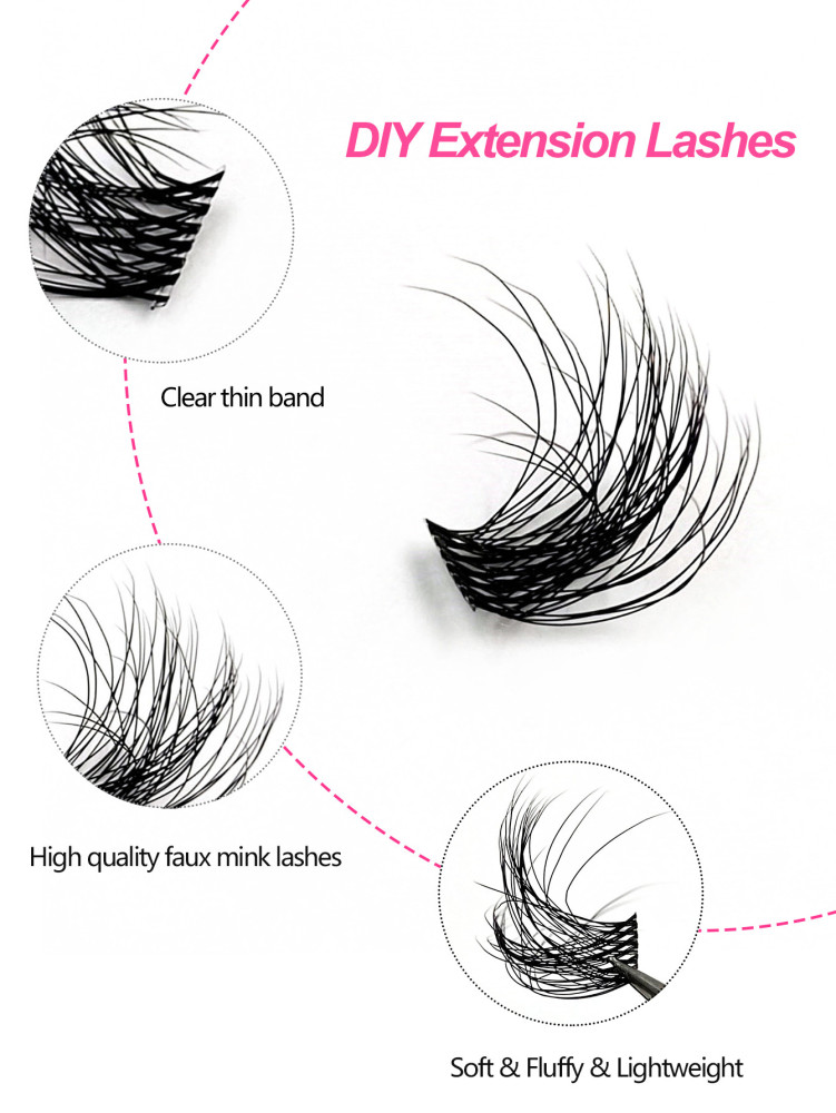 90Pcs D curl Individual Eyelashes, Natural Fluffy and Volume Segmented Eyelashes DIY Eye Lashes False Lashes For Daily Makeup Extension