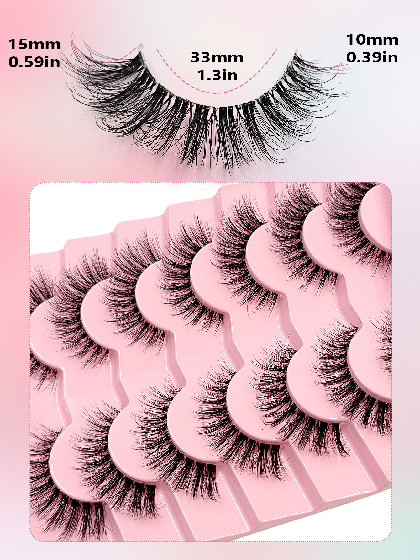 Asiteo 7 Pairs of Luxurious Fluffy False Eyelashes - Thick, Wispy, 3D Volume, Reusable, Soft, Lightweight, Faux Mink Strip Lashes for Dramatic Eye Makeup Look