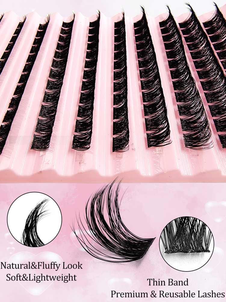EyeLash Clusters 120 Pcs Lash Extension D Curl Cluster Lashes Individual Lashes Natural Look Fluffy Wispy Eyelashes Extensions DIY At Home