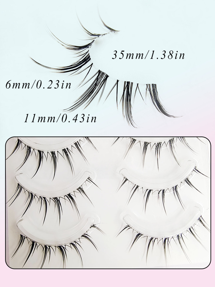 Manga Lashes 5 Pairs Faux Mink Lashes Natural short Full Strip Lashes Clear Band Soft Eyelashes Extension