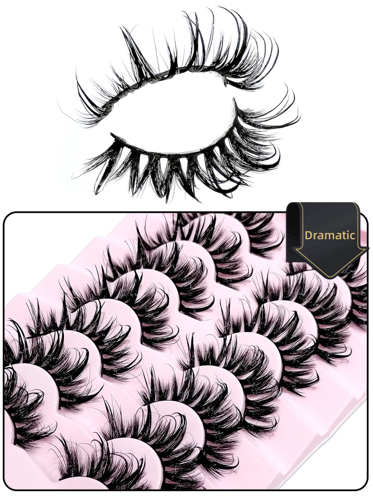 Asiteo Hot 7 Pairs Manga Wet Look Eyelashes Messy Faux Mink Lashes Y2K Style 3D Fluffy Natural And Dramatic Eyelash Extensions Makeup Tool