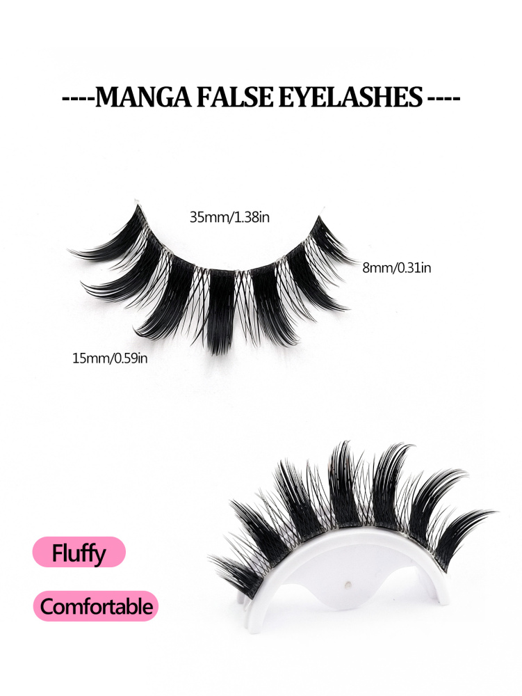 5 Pairs Manga Lashes Eyes Lashes Soft Natural Long Eyelashes Fake Lashes,Anime Wispy Strip False Eyelashes,For Used Daily Makeup Extension Cosplay,Party Reusable