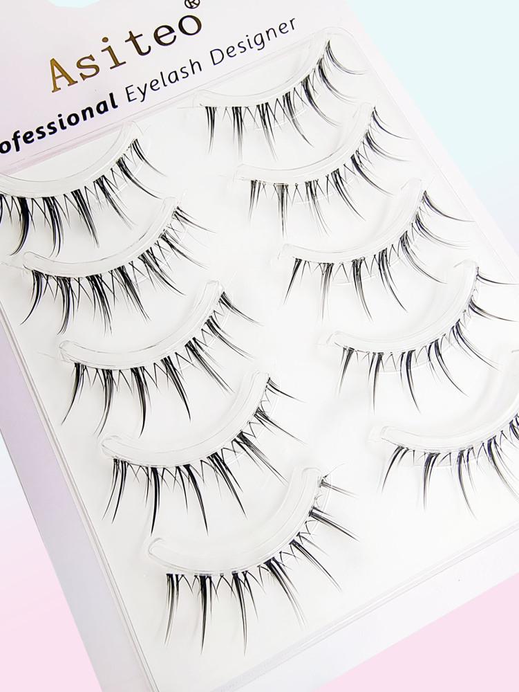 Manga Lashes 5 Pairs Faux Mink Lashes Natural short Full Strip Lashes Clear Band Soft Eyelashes Extension