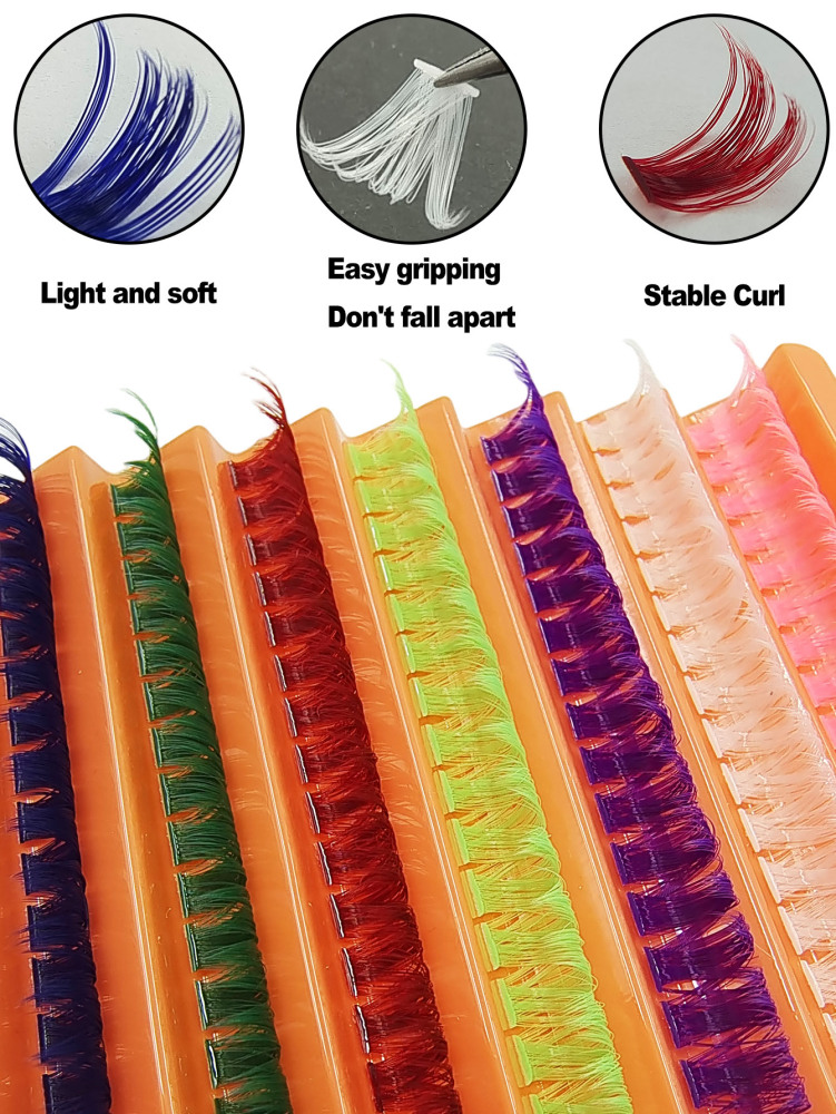 Asiteo 126 pcs D-Curl 80D Eyelash Extensions: DIY Fluffy, Natural Look & Festival Colors, Easy Application Wispy, Cross Styles for Beginners Perfect for Halloween & Christmas Parties