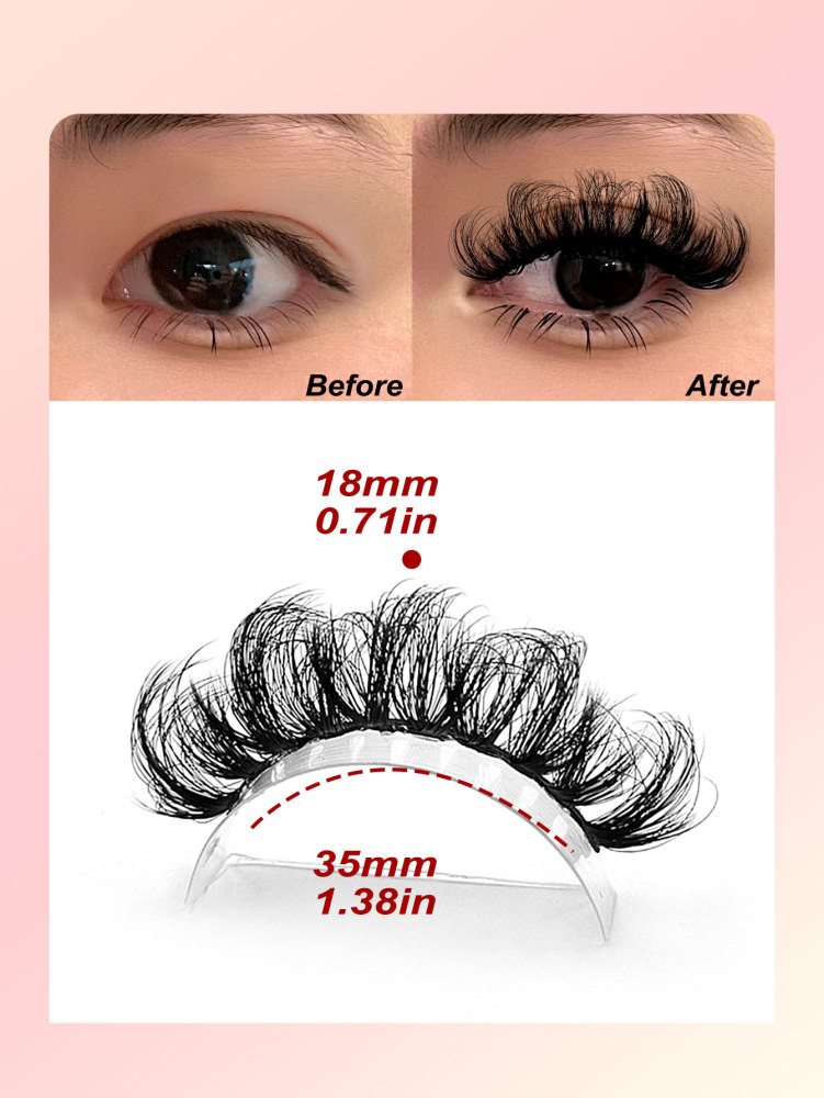 Asiteo 7 Pairs D Curl Luxurious Fluffy Volume Soft Band Faux Mink False Lashes Natural Messy For Dramatic Look Reusable and Easy Application