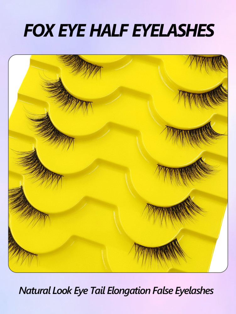 10 Pairs Half Eye Lashes Fluffy Lightweight And Soft Natural Look False Eyelashes ,3D Faux Mink Lashes Makeup Extension Fake Lashes,For Used Daily Makeup Extensions Reusable