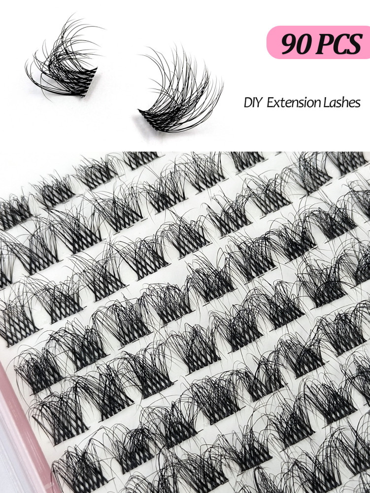 90Pcs D curl Individual Eyelashes, Natural Fluffy and Volume Segmented Eyelashes DIY Eye Lashes False Lashes For Daily Makeup Extension