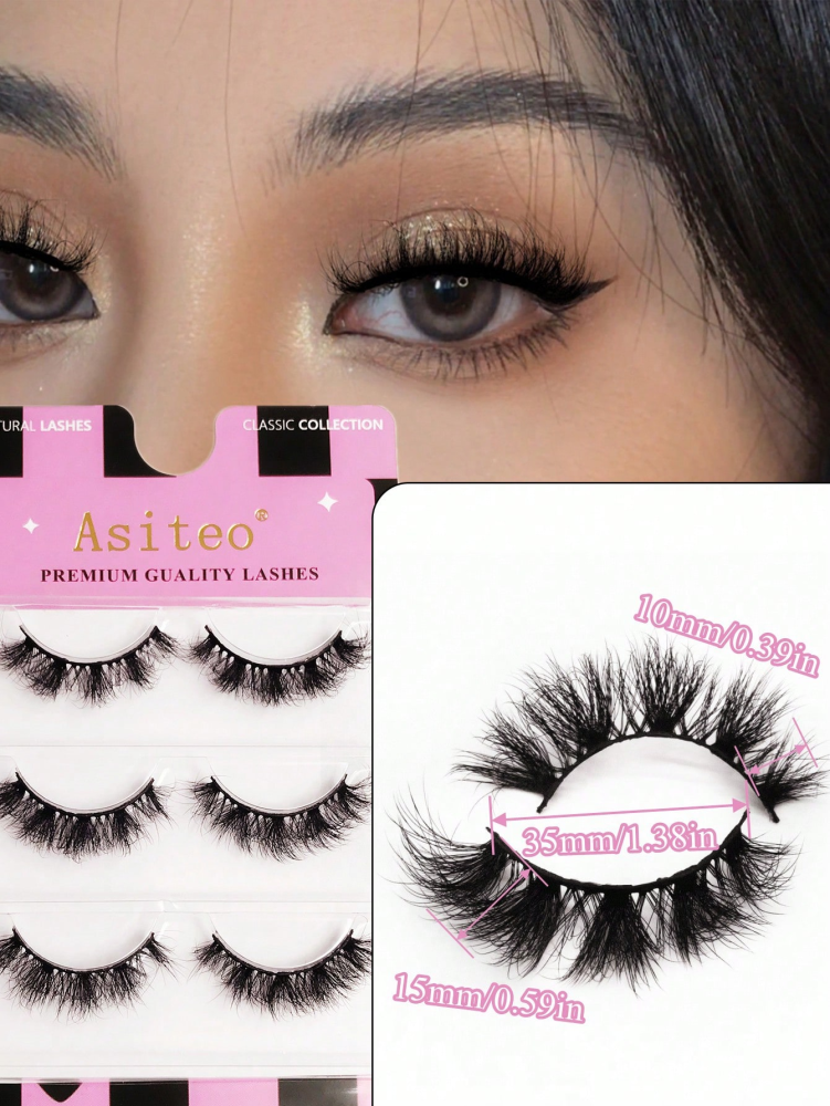 3 Pairs Fluffy Lashes Reusable Short Natural Eyelashes Long Lasting Fluffy Lashes Dramatic Volume lashes Extension Thick Long