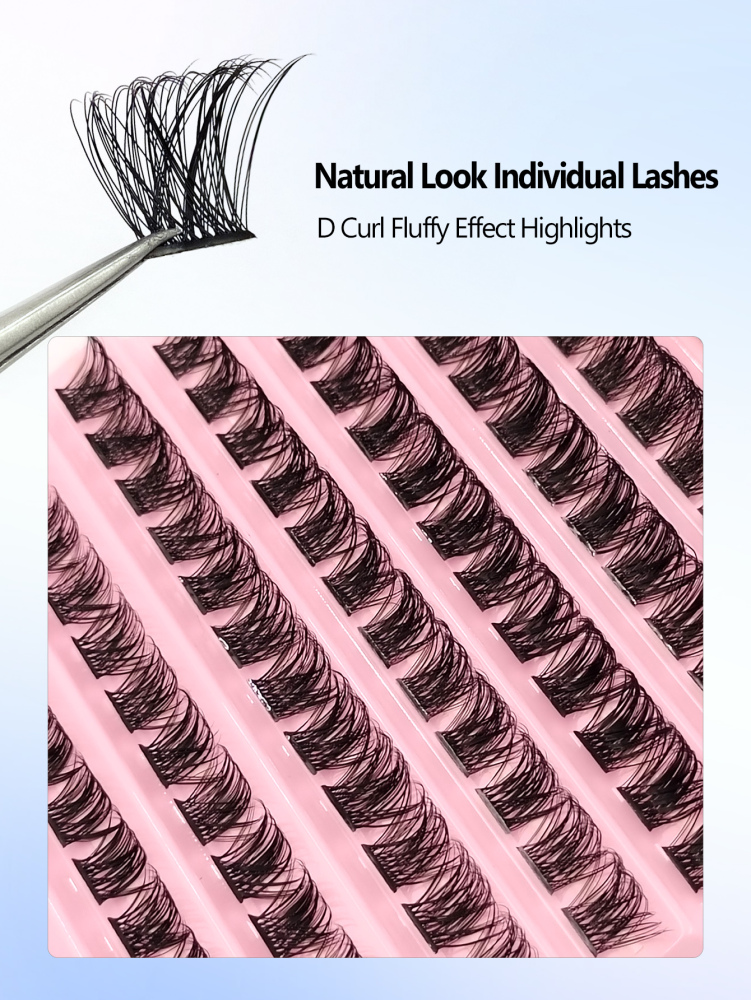 120pcs Individual Lashes,D Curl Natural Look False Eyelashes,Soft Fluffy And Wispy Faux Mink Lashes,Makeup Extensions Lashes DIY At Home