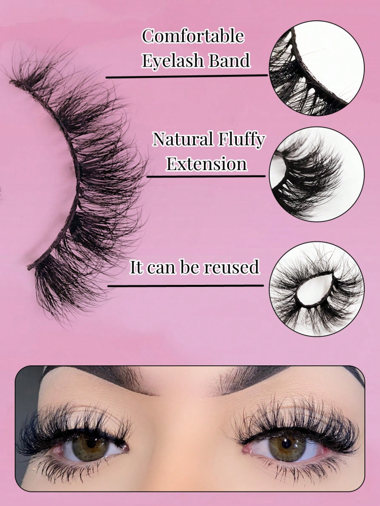 3 Pairs Fluffy Lashes Reusable Short Natural Eyelashes Long Lasting Fluffy Lashes Dramatic Volume lashes Extension Thick Long