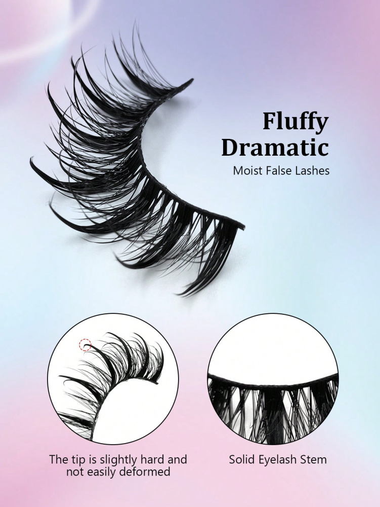 Asiteo 5 Pairs Wet Manga Lashes Cosplay Natural Wispy Fairy Cross Fluffy Eyelash Extensions Makeup Tool