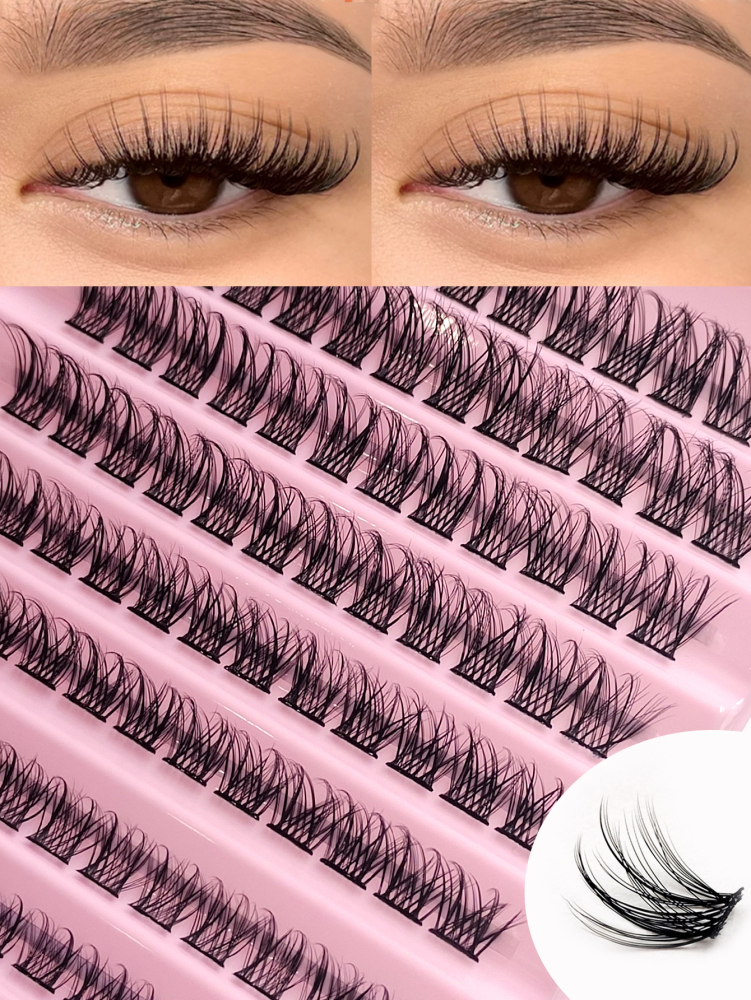 120 Clusters Individual Cluster Lashes DIY Eyelash Extension 8-16mm Wispy Cluster Eyelash Thin Band Crossed Natural  Eyelash Clusters,Individual Eyelashes,Lashes,Fake Lashes