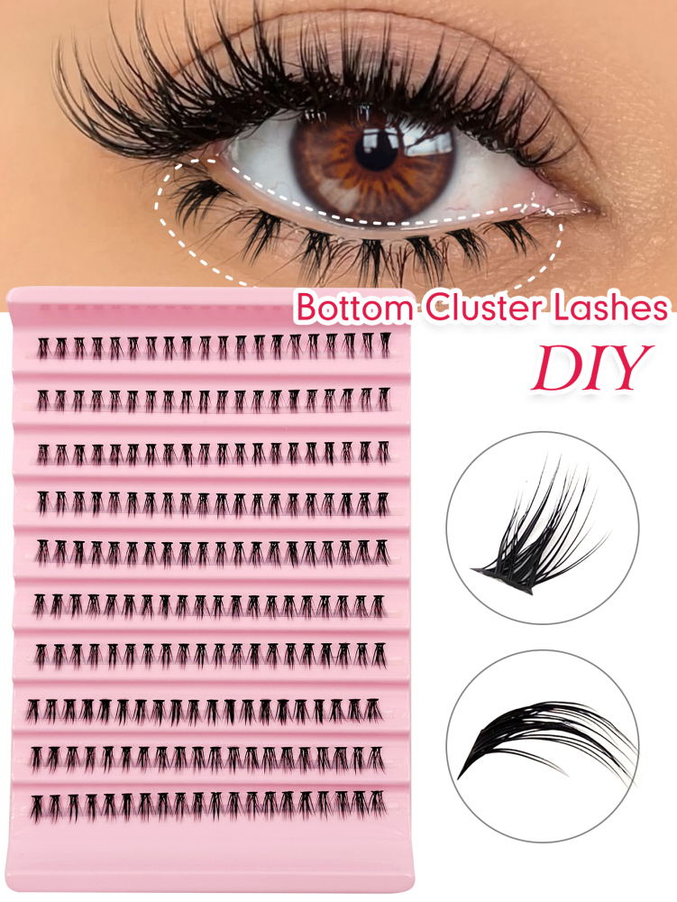 200 Pcs Bottom Cluster Lashes Natural Looking Reusable Bottom Lashes Mixed Length 6-8mm DlY Eyelash Extensions Soft Faux Mink Lashes For Beginners Easy To Use Salon-Quality Long-Lasting False Eyelash Extensions