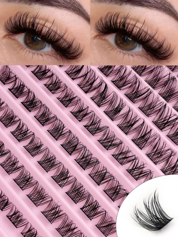 100 PCS D Curl Cluster Eyelash Extensions Soft And Reusable DIY Eye Lash Clusters Natural Cross Individual Cluster Lashes Lash Clusters,Eye Lash Clusters,Individual Eyelashes,Lashes,Fake Lashes