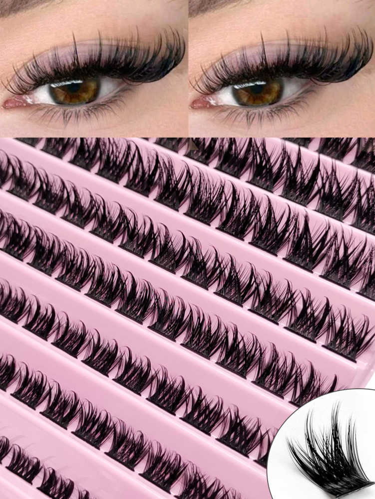 120 PCS D Curl Cluster Faux Mink Fake Eyelashes Individual Lashes Natural Look Lashes Fluffy Soft Crossed Dramatic Cluster Lashes DIY Eyelashes Lash Clusters,Eye Lash Clusters,Individual Eyelashes,Lashes,Fake Lashes