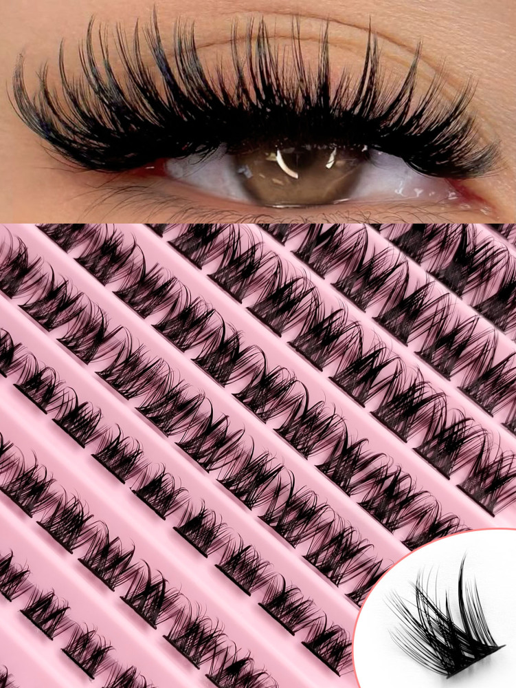 100PCS D Curl Wispy Individual Lashes DIY Lash Clusters Fluffy Crossed Cluster Lashes Volume Natural Soft Fake Lashes Lash Clusters,Eye Lash Clusters,Individual Eyelashes,Lashes,Fake Lashes