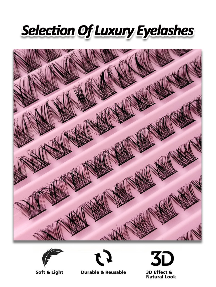 100 PCS D Curl Cluster Eyelash Extensions Soft And Reusable DIY Eye Lash Clusters Natural Cross Individual Cluster Lashes Lash Clusters,Eye Lash Clusters,Individual Eyelashes,Lashes,Fake Lashes