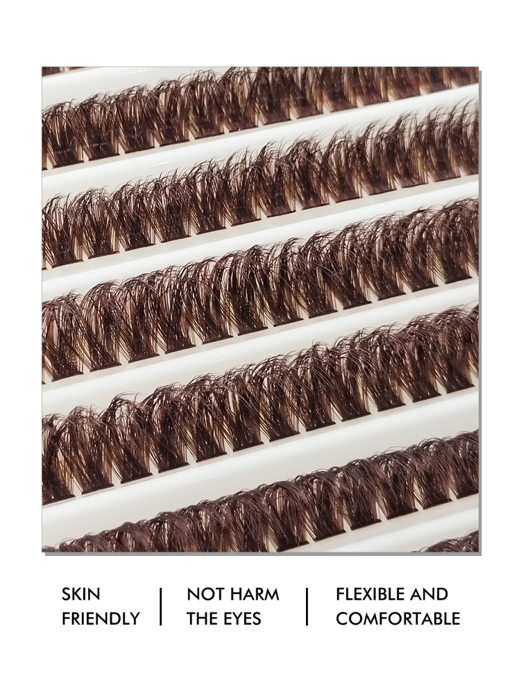 200 PCS D Curl Thick Brown Individual Lash Clusters 80D Mixed Length 9-16mm Lashes Fluffy Natural Look&Soft&Light DIY False Eyelash Extensions For Daily Life&Wedding&Dating&Party&Music Festival