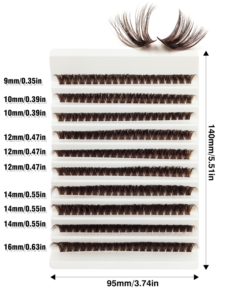 200 PCS D Curl Thick Brown Individual Lash Clusters 80D Mixed Length 9-16mm Lashes Fluffy Natural Look&Soft&Light DIY False Eyelash Extensions For Daily Life&Wedding&Dating&Party&Music Festival