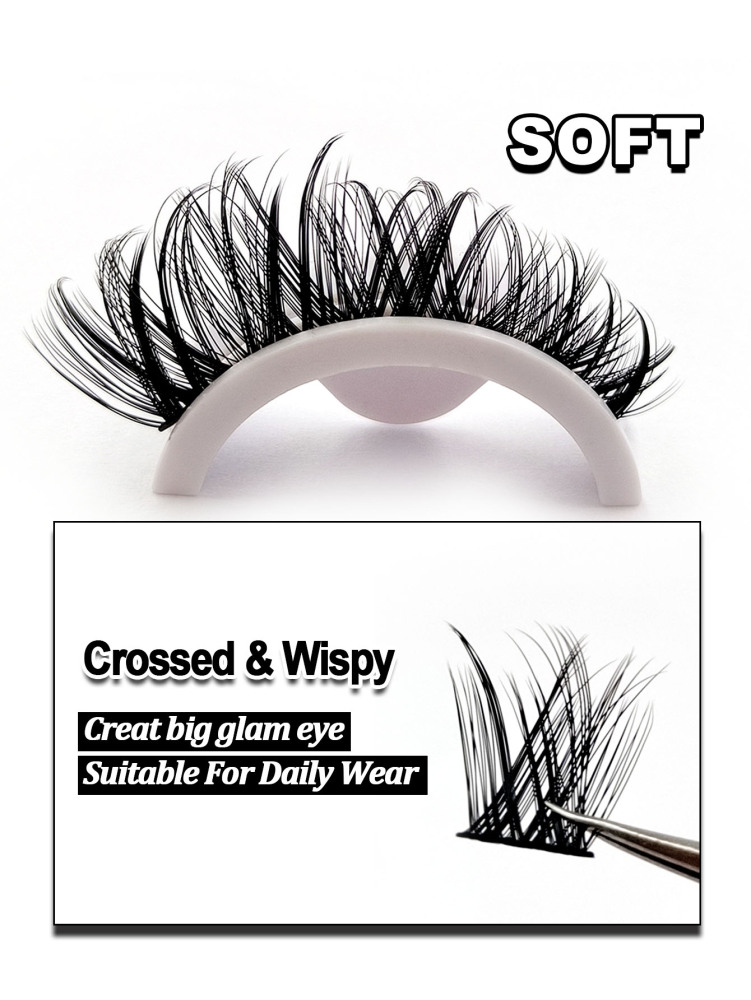 100PCS D Curl Wispy Individual Lashes DIY Lash Clusters Fluffy Crossed Cluster Lashes Volume Natural Soft Fake Lashes Lash Clusters,Eye Lash Clusters,Individual Eyelashes,Lashes,Fake Lashes