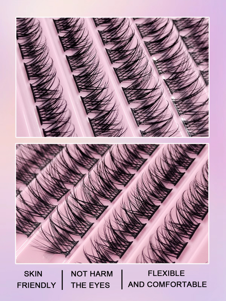 120 Clusters Individual Cluster Lashes DIY Eyelash Extension 8-16mm Wispy Cluster Eyelash Thin Band Crossed Natural  Eyelash Clusters,Individual Eyelashes,Lashes,Fake Lashes