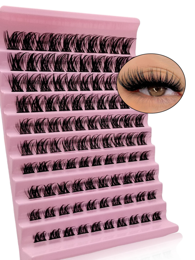 100PCS D Curl Wispy Individual Lashes DIY Lash Clusters Fluffy Crossed Cluster Lashes Volume Natural Soft Fake Lashes Lash Clusters,Eye Lash Clusters,Individual Eyelashes,Lashes,Fake Lashes