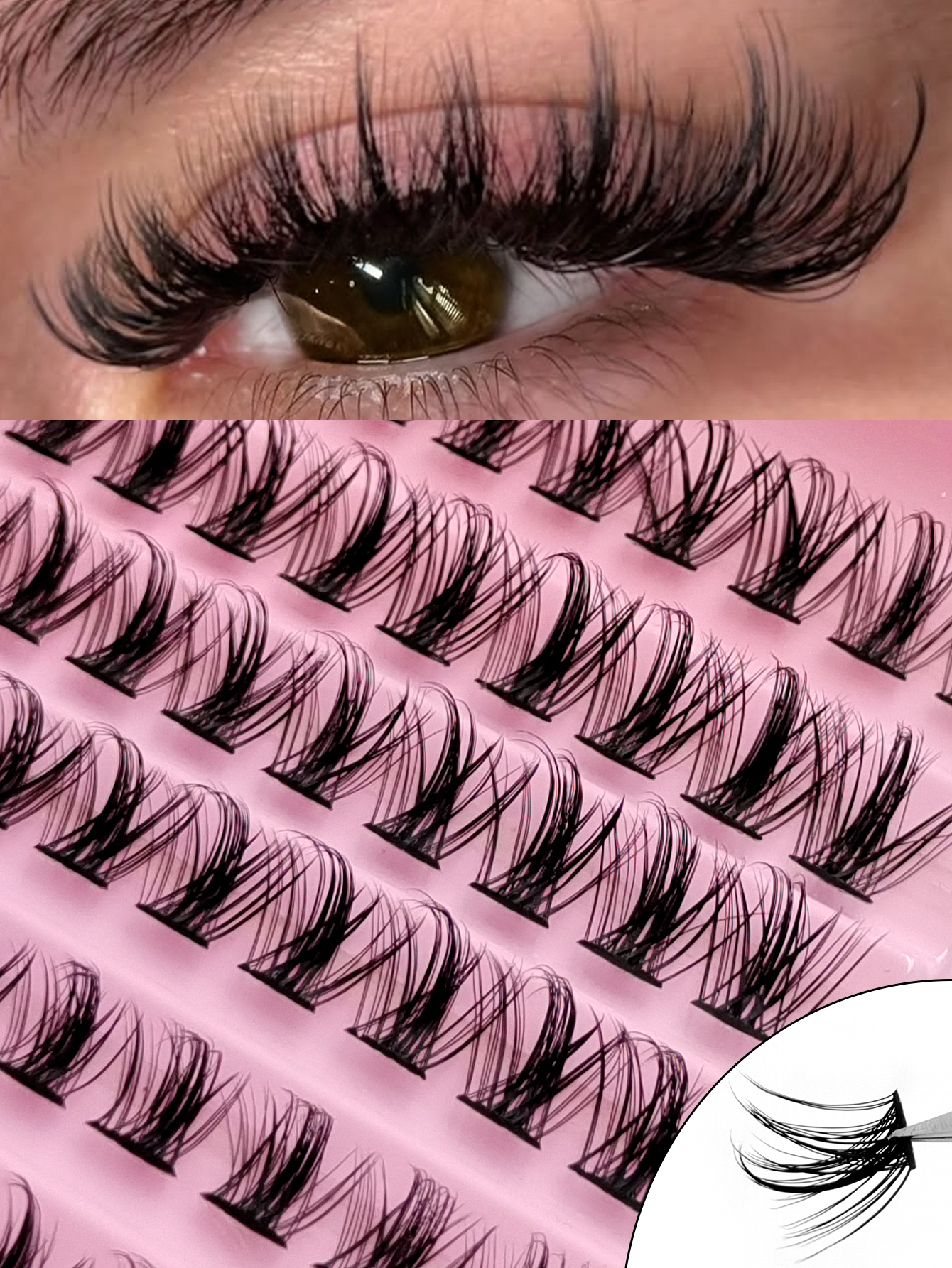 120PCS D Curl Clusters Lash Fluffy Soft Eyelash Extension Wispy Cluster Lash Thin Band Crossed Natural Look False Eyelashes For Daily Life&Wedding&Dating&Party&Music Festival&Spring Day&Travel Lash Clusters,Eye Lash Clusters,Individual Eyelashes,Lashes,Fa