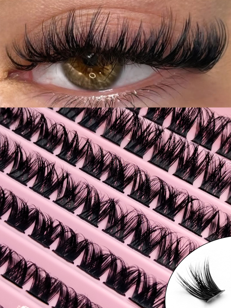120PCS D Curl Clusters Lash Fluffy Soft Eyelash Extension Wispy Cluster Lash Thin Band Crossed Natural Look False Eyelashes For Daily Life&Wedding&Dating&Party&Music Festival&Spring Day&Travel Lash Clusters,Eye Lash Clusters,Individual Eyelashes,Lashes,Fa