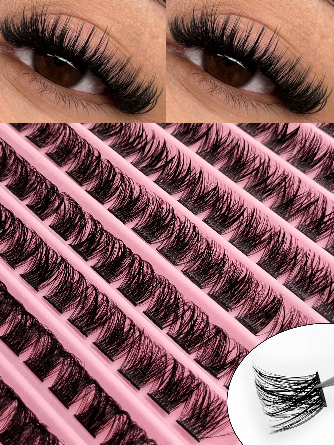 120PS D-Curl Clusters Lashes Fluffy Soft Wispy Natural Cluster Eyelashes 10-16mm Clusters Eyelash Thick Dramatic Look Lashes