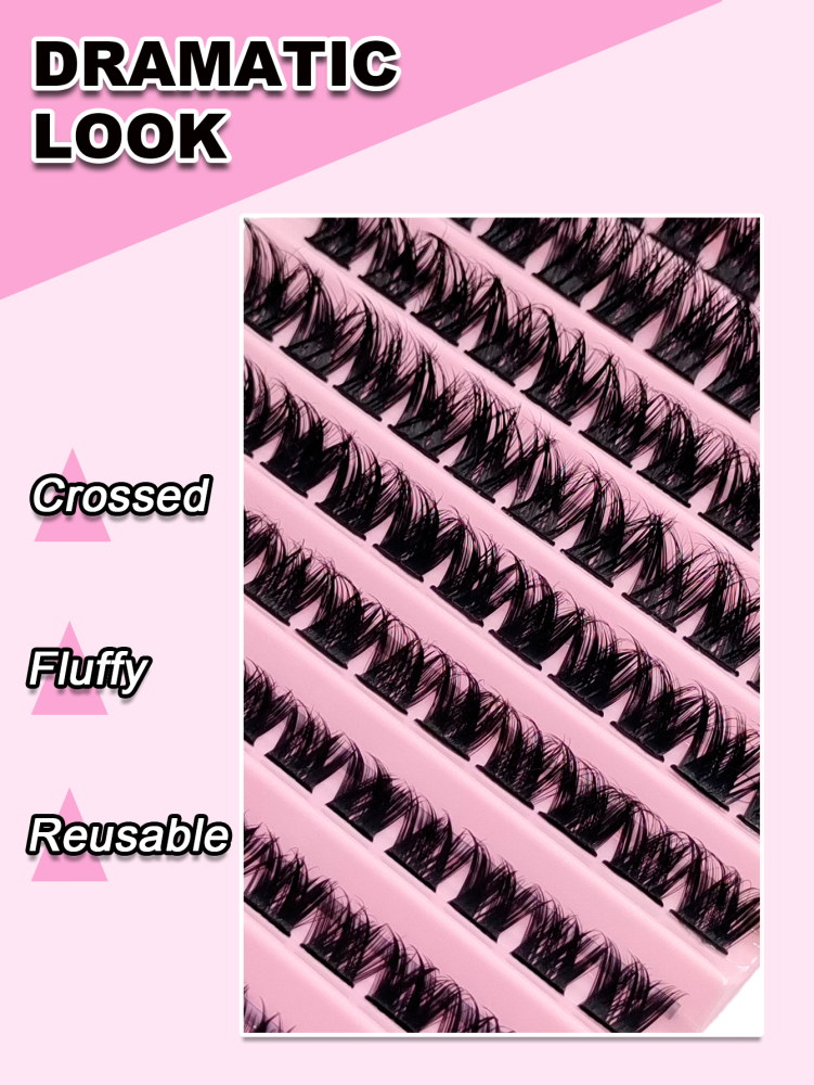 120PCS D Curl Clusters Lash Fluffy Soft Eyelash Extension Wispy Cluster Lash Thin Band Crossed Natural Look False Eyelashes For Daily Life&Wedding&Dating&Party&Music Festival&Spring Day&Travel Lash Clusters,Eye Lash Clusters,Individual Eyelashes,Lashes,Fa