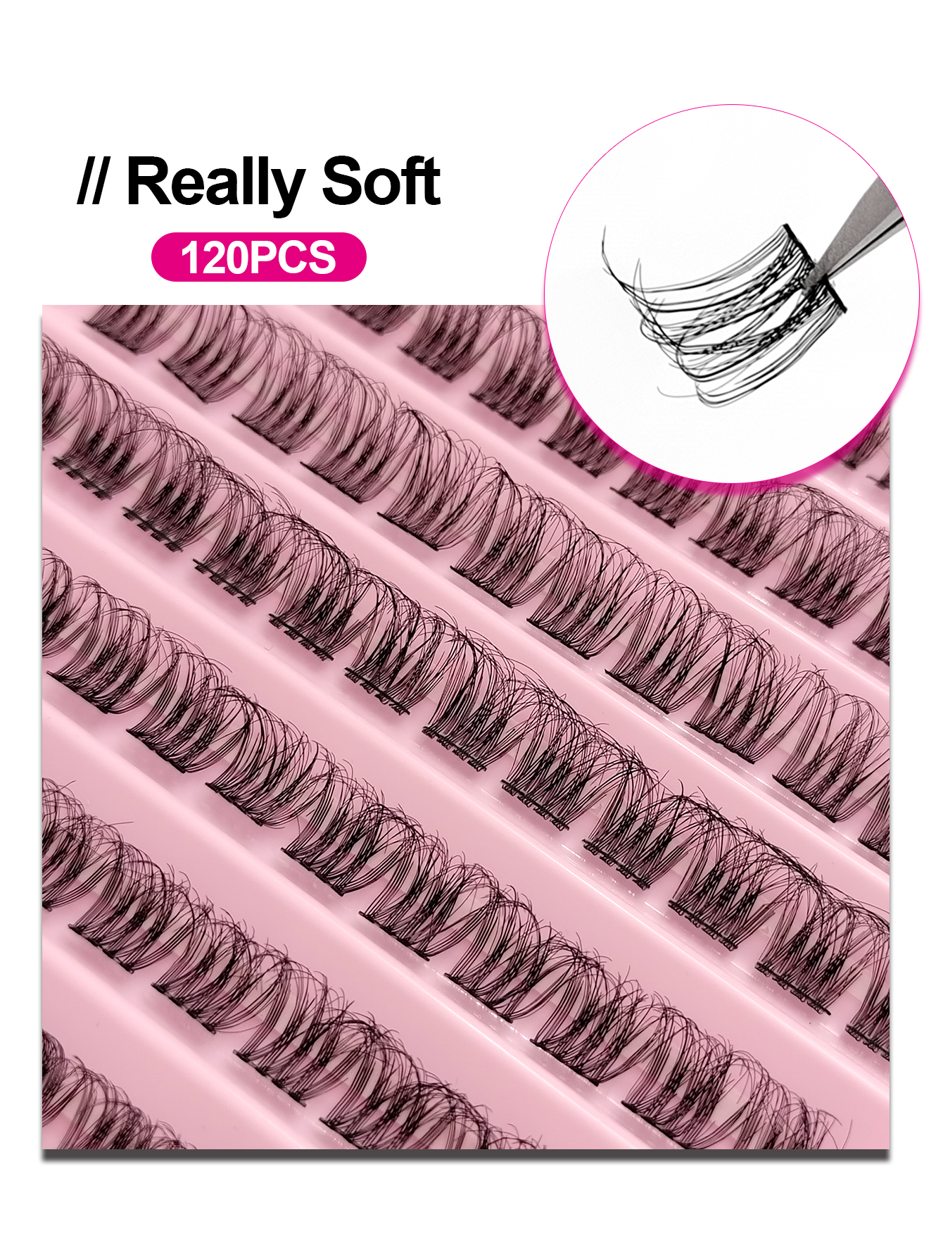 120PCS D Curl Thickness 0.03mm Clusters Lashes Eyelash Production Process Upgrade /Really Soft & Lightweight Wispy Cluster Lash Crossed Natural False Eyelashes