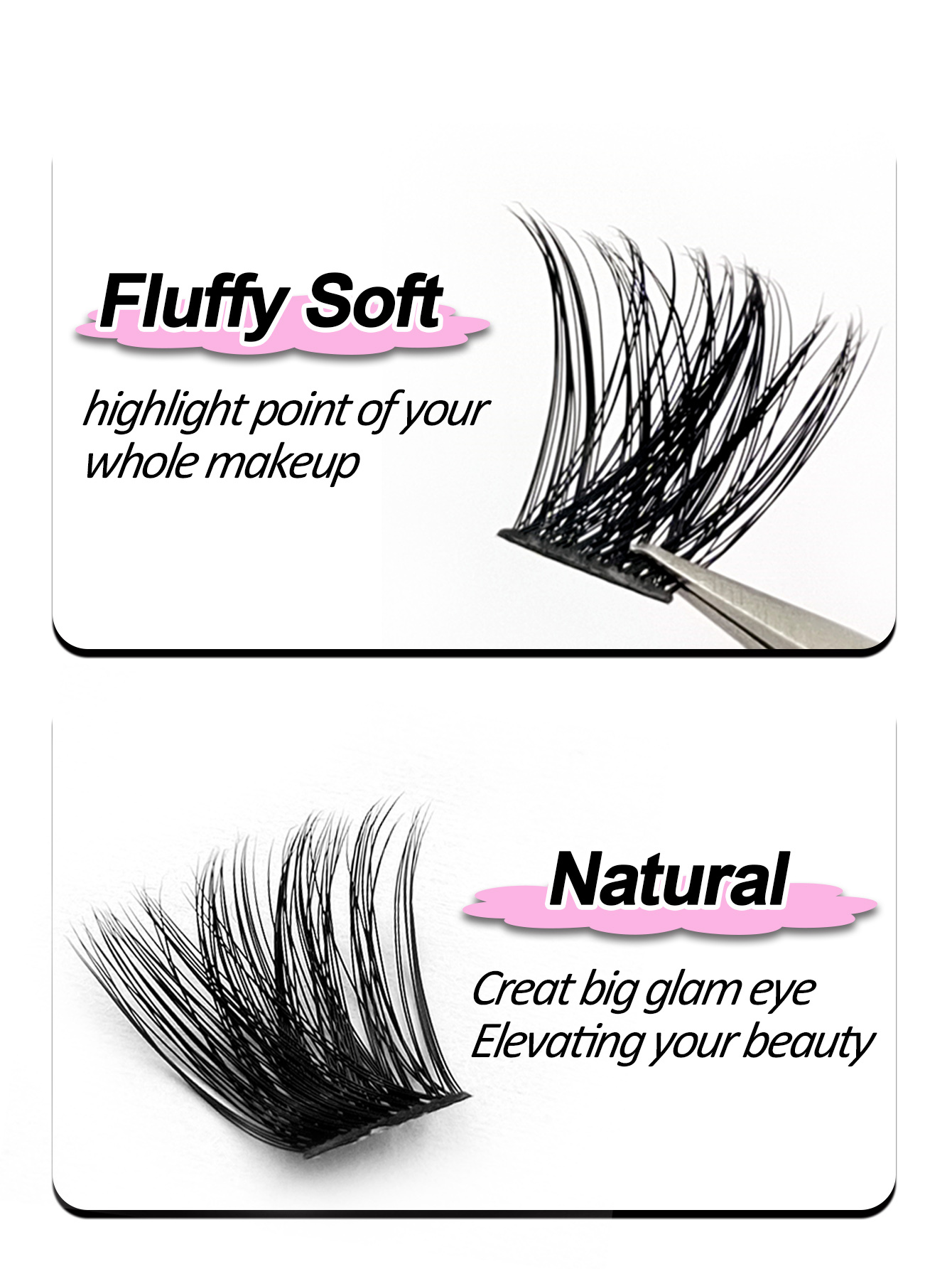 120PS D-Curl Clusters Lashes Fluffy Soft Wispy Natural Cluster Eyelashes 10-16mm Clusters Eyelash Thick Dramatic Look Lashes