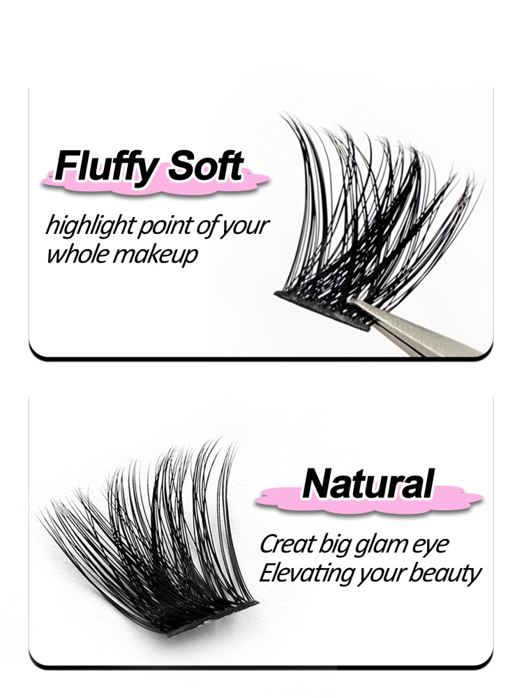 120PS D-Curl Clusters Lashes Fluffy Soft Wispy Natural Cluster Eyelashes 10-16mm Clusters Eyelash Thick Dramatic Look Lashes