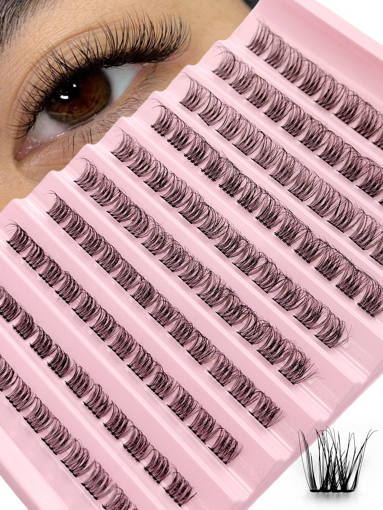 120PCS D Curl Thickness 0.03mm Clusters Lashes Eyelash Production Process Upgrade /Really Soft & Lightweight Wispy Cluster Lash Crossed Natural False Eyelashes