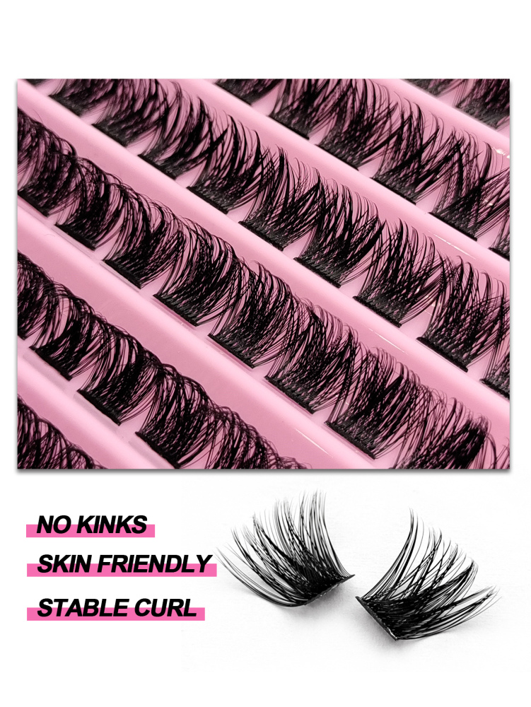 120PS D-Curl Clusters Lashes Fluffy Soft Wispy Natural Cluster Eyelashes 10-16mm Clusters Eyelash Thick Dramatic Look Lashes