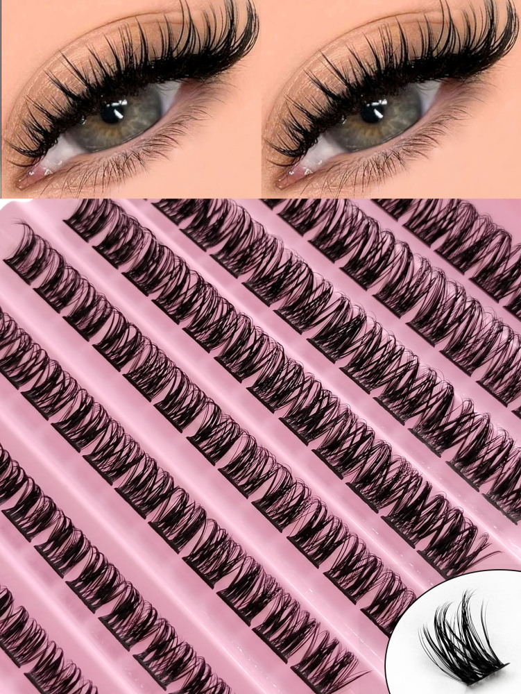 120PCS D Curl Cluster Lashes Volume Crossed Lashes Natural Look 8-16MM DIY False Lashes Fluffy Soft Eyelashes Extension Lash Clusters, Eyelash Clusters, Individual Eyelashes, Lashes, Fake Lashes